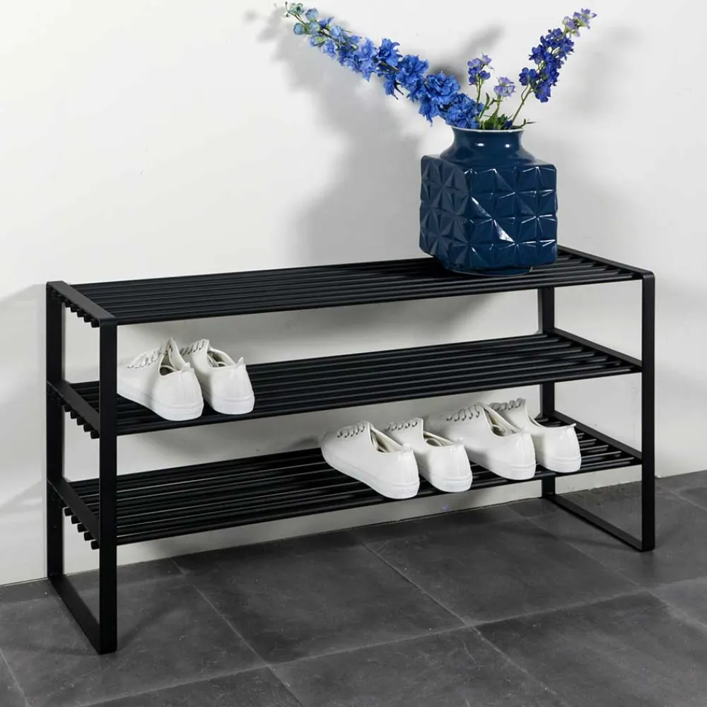 Wohnen Schuhregal mit 3 Böden in Schwarz - Satroni