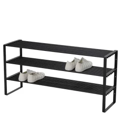 Wohnen Schuhregal mit 3 Böden in Schwarz - Satroni