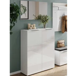 Wohnen Schuhschrank & Spiegel Set in Weiß - Kofi (zweiteilig)