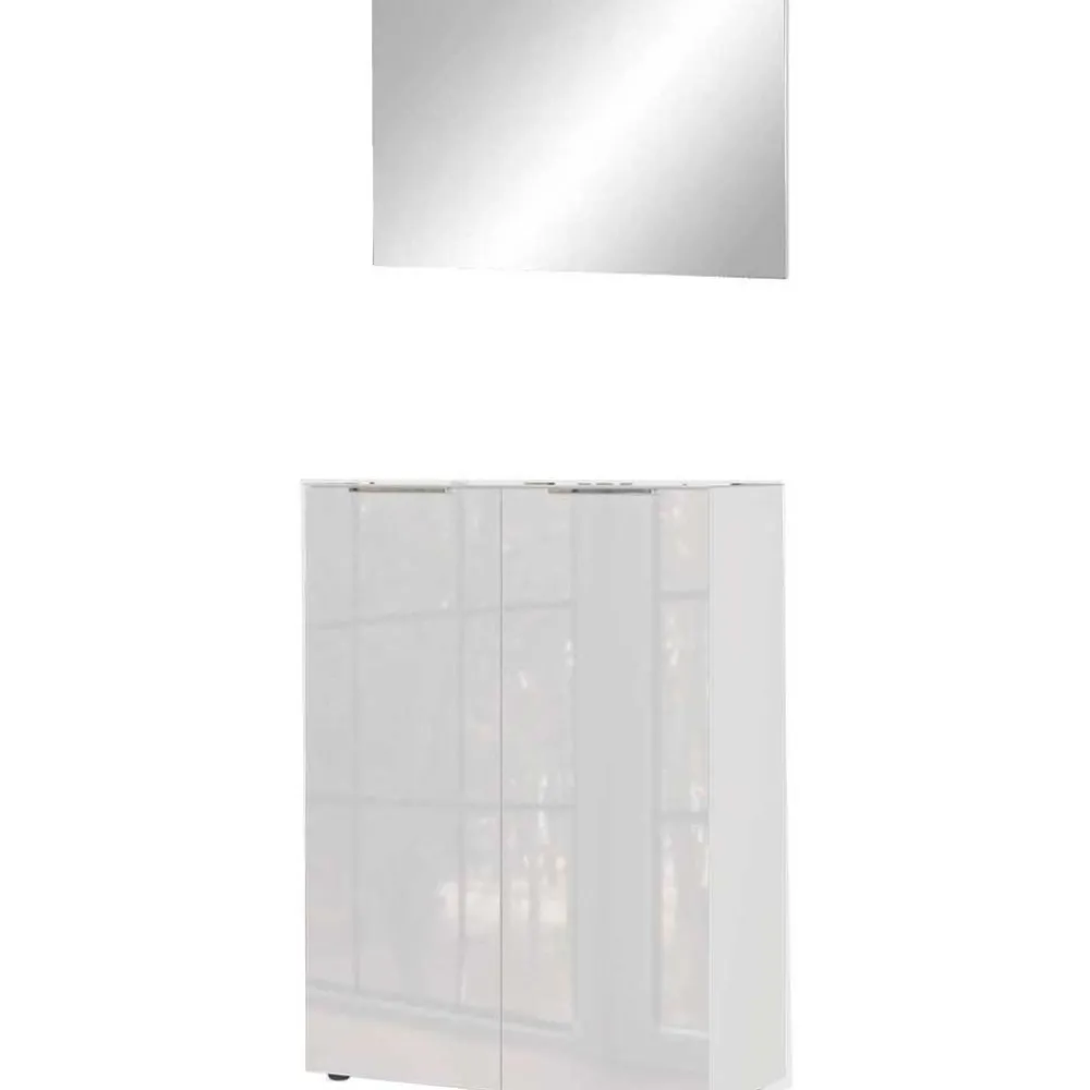 Wohnen Schuhschrank & Spiegel Set in Weiß - Kofi (zweiteilig)