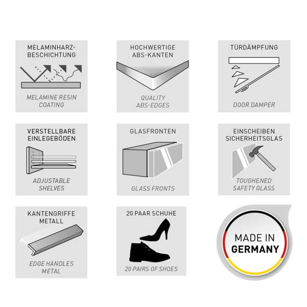 Wohnen Schuhschrank & Spiegel Set in Weiß - Kofi (zweiteilig)