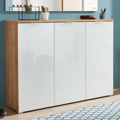 Wohnen Garderoben|Garderoben*Schuhschrank & Wandspiegel Set Reestyl in Eiche Dekor (zweiteilig)