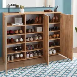 Wohnen Garderoben|Garderoben*Schuhschrank & Wandspiegel Set Reestyl in Eiche Dekor (zweiteilig)