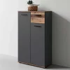 Wohnen Loft Möbel|Industrial Möbel*Schuhschrank in Anthrazit und Altholz Optik - Vlatu