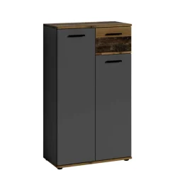 Wohnen Loft Möbel|Industrial Möbel*Schuhschrank in Anthrazit und Altholz Optik - Vlatu