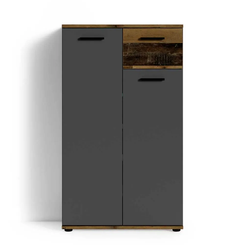 Wohnen Loft Möbel|Industrial Möbel*Schuhschrank in Anthrazit und Altholz Optik - Vlatu
