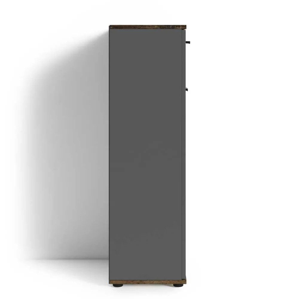 Wohnen Loft Möbel|Industrial Möbel*Schuhschrank in Anthrazit und Altholz Optik - Vlatu