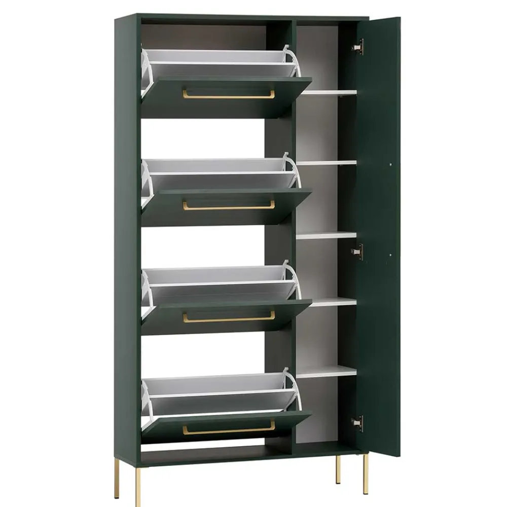 Wohnen Schuhschränke*Schuhschrank in Dunkelgrün & Gold - Aqua