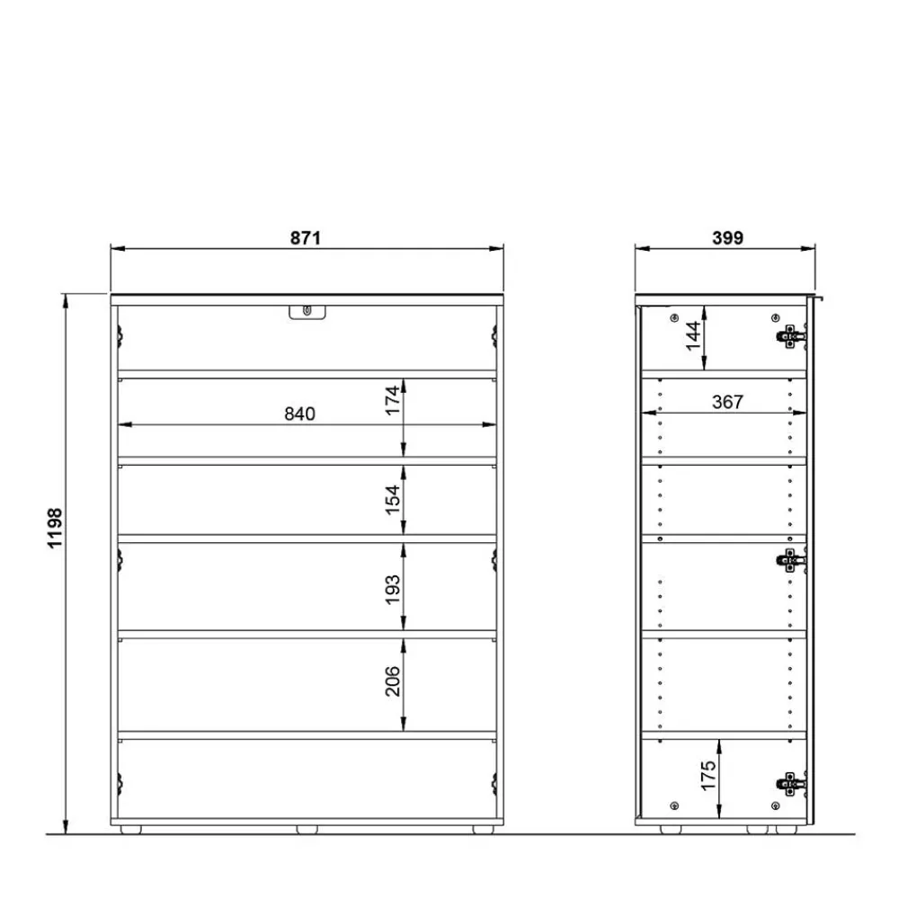 Wohnen Schuhschrank in Grau glasbeschichtet - Ilfred