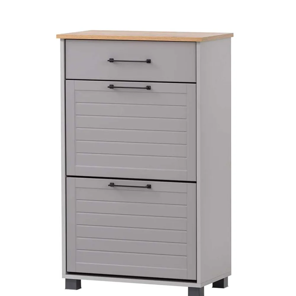 Wohnen Schuhschränke*Schuhschrank in Platingrau und Eiche - Benja