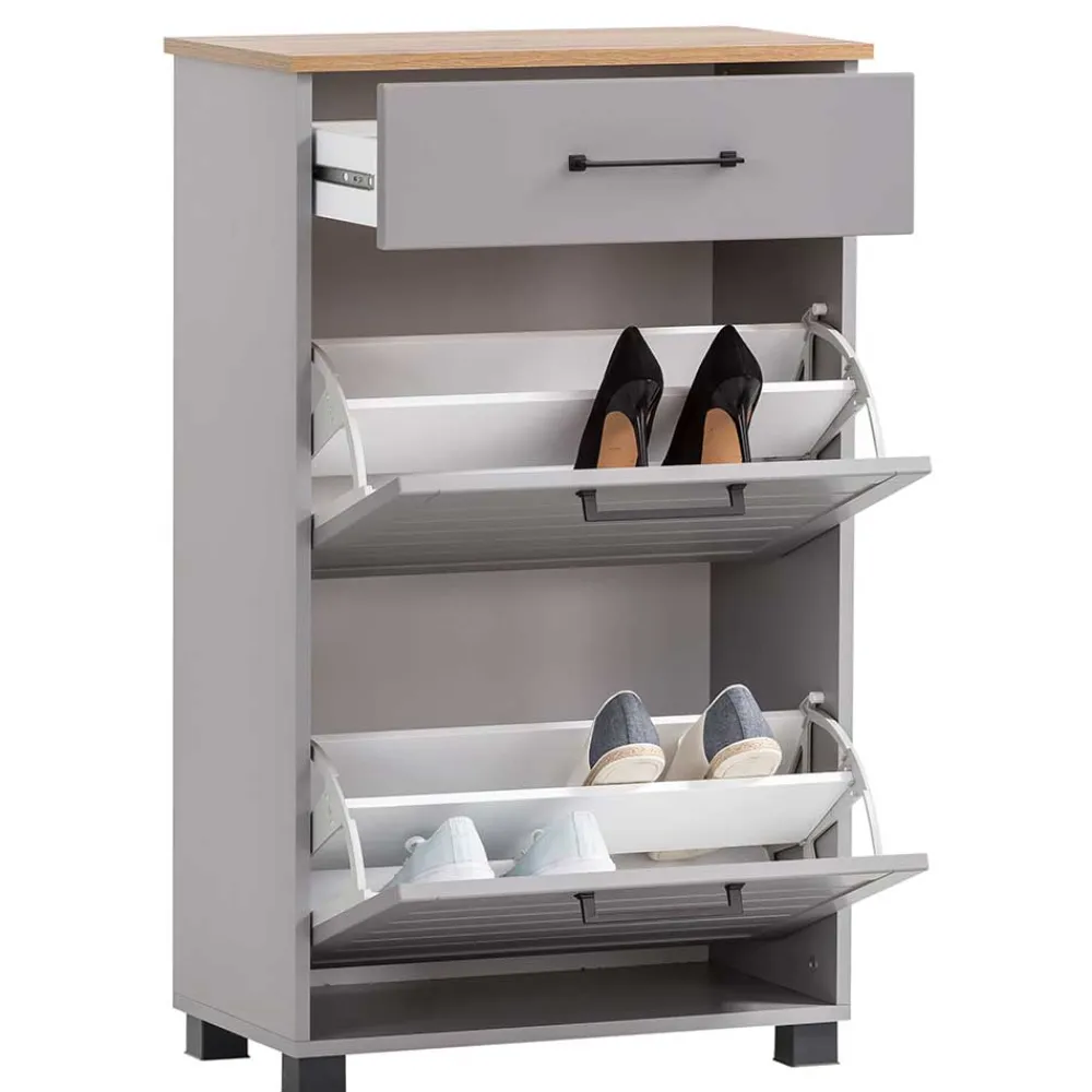 Wohnen Schuhschränke*Schuhschrank in Platingrau und Eiche - Benja