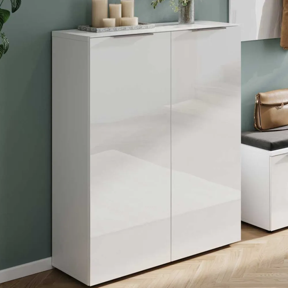 Wohnen Schuhschrank in Weiß mit Glasbeschichtung - Kofi