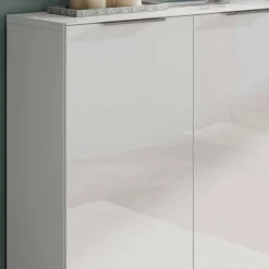 Wohnen Schuhschrank in Weiß mit Glasbeschichtung - Kofi