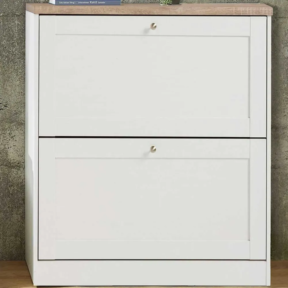 Wohnen Schuhschränke*Schuhschrank in Weiß mit Sonoma-Eiche - Nudion