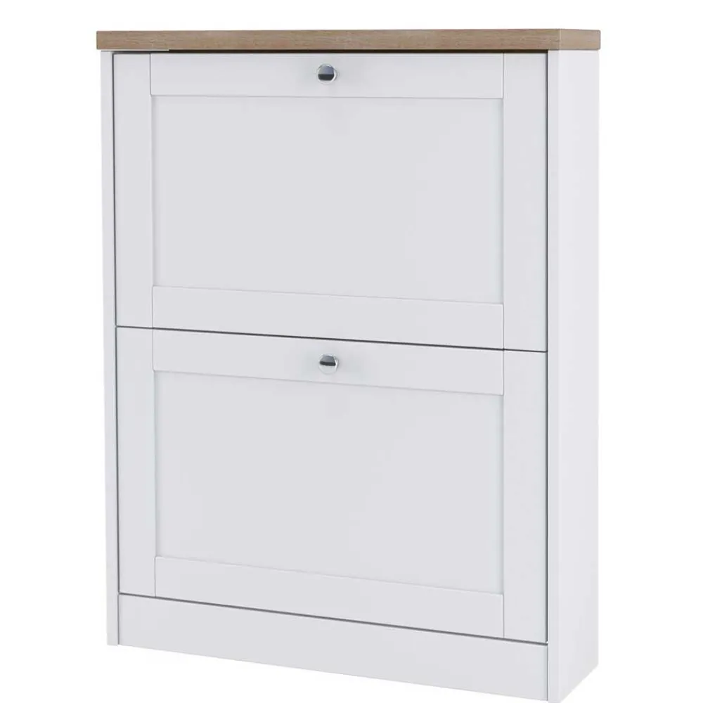 Wohnen Schuhschränke*Schuhschrank in Weiß mit Sonoma-Eiche - Nudion