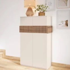 Wohnen Schuhschränke*Schuhschrank in Weiß und Holzoptik Braun - Addara