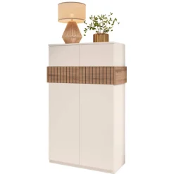 Wohnen Schuhschränke*Schuhschrank in Weiß und Holzoptik Braun - Addara