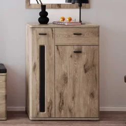 Wohnen Schuhschrank in Wildeiche Optik & Grau - Baiamare