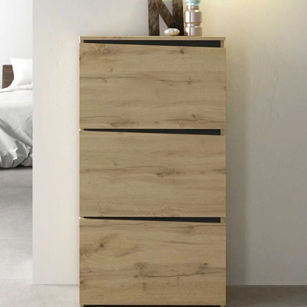 Wohnen Schuhschrank in Wildeiche & Schwarzgrau - Paula