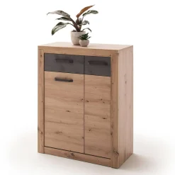 Wohnen Schuhschränke*Schuhschrank in Wildeiche mit Dunkelgrau - Carry