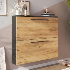 Wohnen Schuhschränke*Schuhschrank in Wildeiche NB & Anthrazit - Lampione