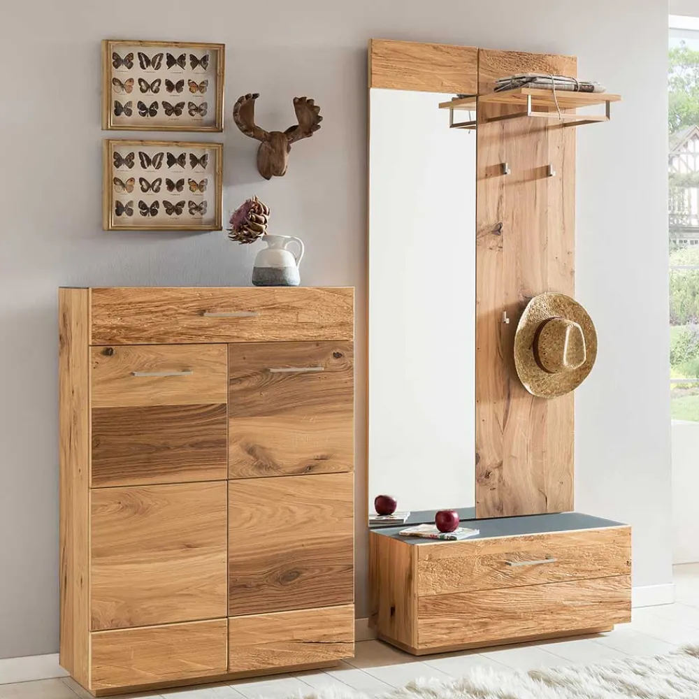 Wohnen Schuhschrank mit Front Balkeneiche Furnier Macusos seidenmatt lackiert