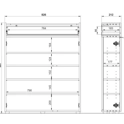 Wohnen Schuhschrank mit Rundspiegel Set - Point (zweiteilig)