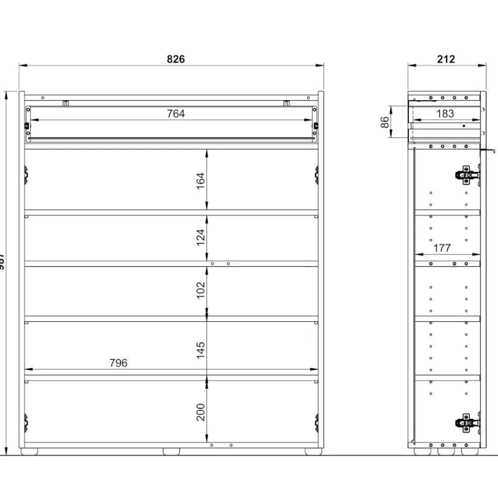 Wohnen Schuhschrank mit Rundspiegel Set - Point (zweiteilig)