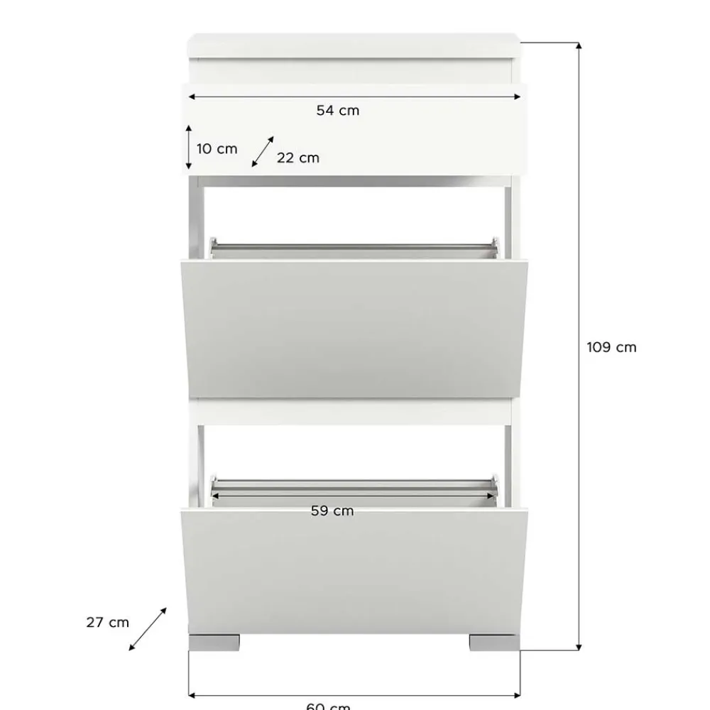 Wohnen Schuhschrank mit Schublade und zwei Klappen - Dany