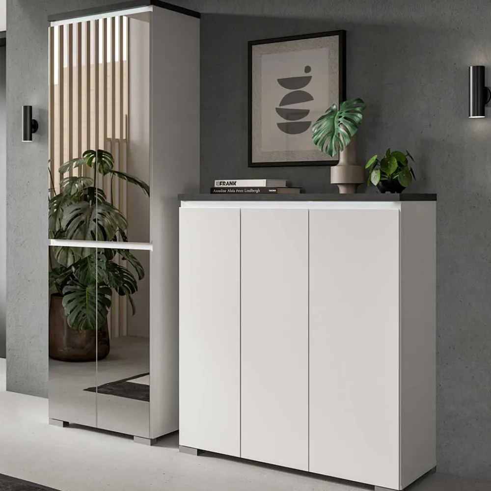 Wohnen Schuhschrank mit vier Spiegeltüren - Suad