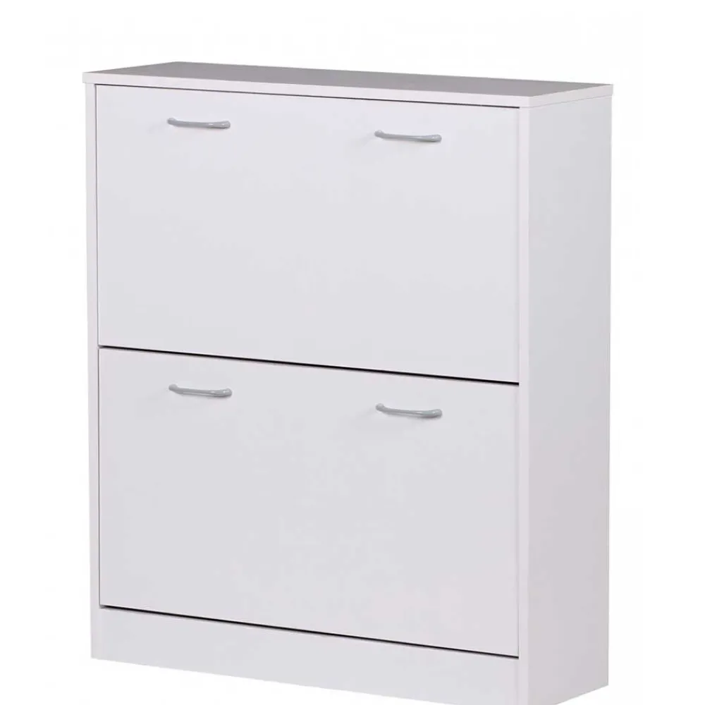 Wohnen Schuhschrank mit zwei Klappen in Weiß - Aventi