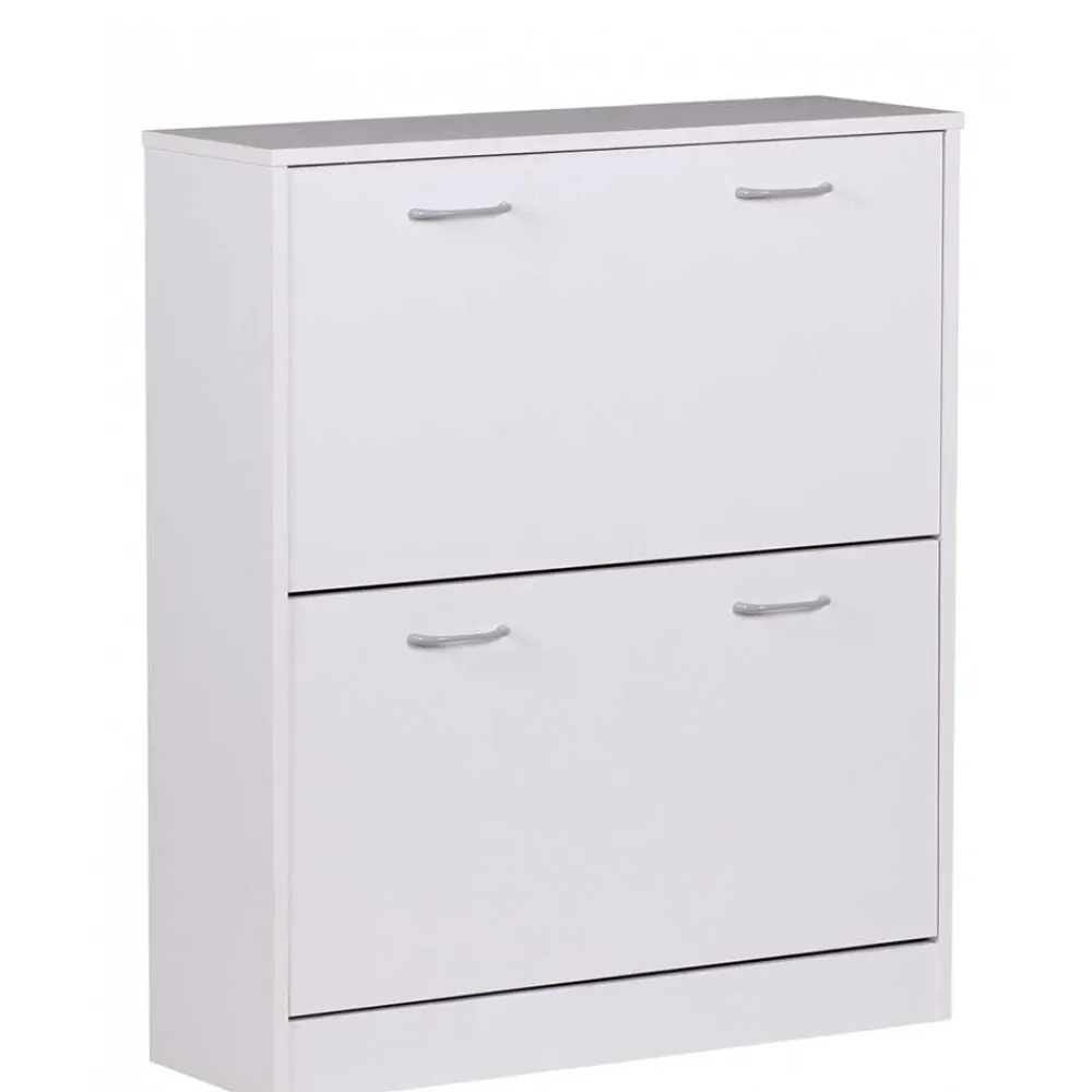 Wohnen Schuhschrank mit zwei Klappen in Weiß - Aventi