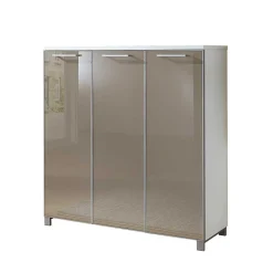 Wohnen Schuhschrank Srocca in Taupe Weiß Glas beschichtet