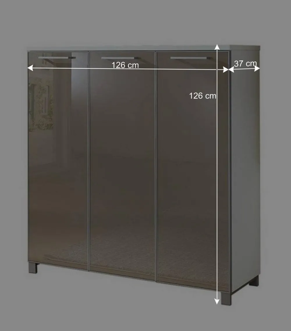 Wohnen Schuhschrank Srocca in Taupe Weiß Glas beschichtet