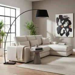 Wohnen Lampen & Leuchten*Schwarze Bogen Stehleuchte mit Textil-Schirm - Iljana