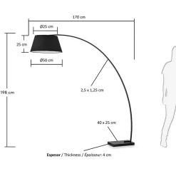 Wohnen Lampen & Leuchten*Schwarze Bogen Stehleuchte mit Textil-Schirm - Iljana
