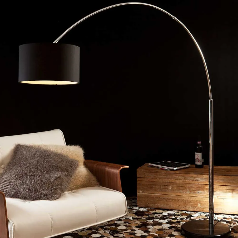 Wohnen Lampen & Leuchten*Schwarze Bogenleuchte mit Marmorplatte - Airana