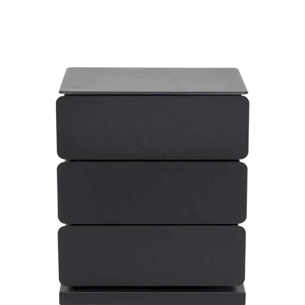 Wohnen Schuhschränke|Kommoden*Schwarze Design Stahlkommode mit drei Schubladen - Zunil