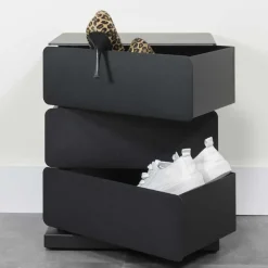Wohnen Schuhschränke|Kommoden*Schwarze Design Stahlkommode mit drei Schubladen - Zunil