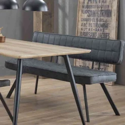 Wohnen Schwarze Esszimmerbank mit Lehne - Jaitur