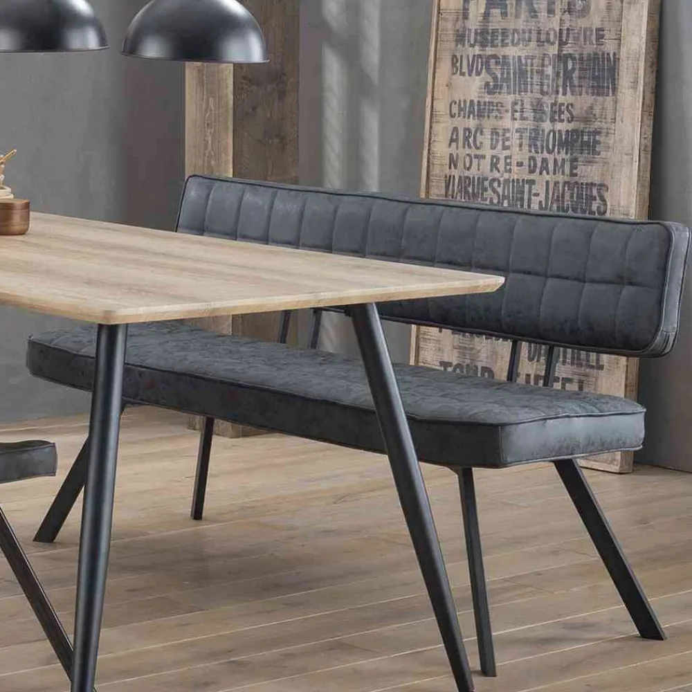 Wohnen Schwarze Esszimmerbank mit Lehne - Jaitur