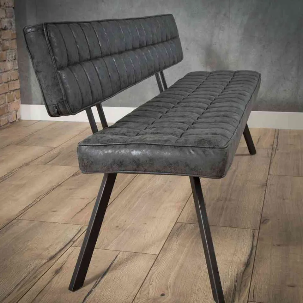 Wohnen Schwarze Esszimmerbank mit Lehne - Jaitur