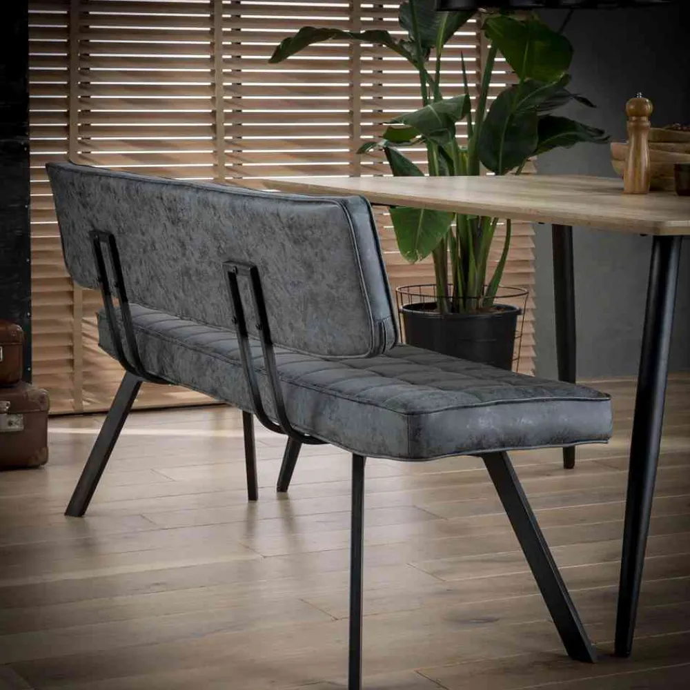 Wohnen Schwarze Esszimmerbank mit Lehne - Jaitur