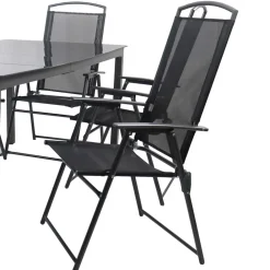 Wohnen Schwarze Garten-Tischgruppe Set - Leni (siebenteilig)