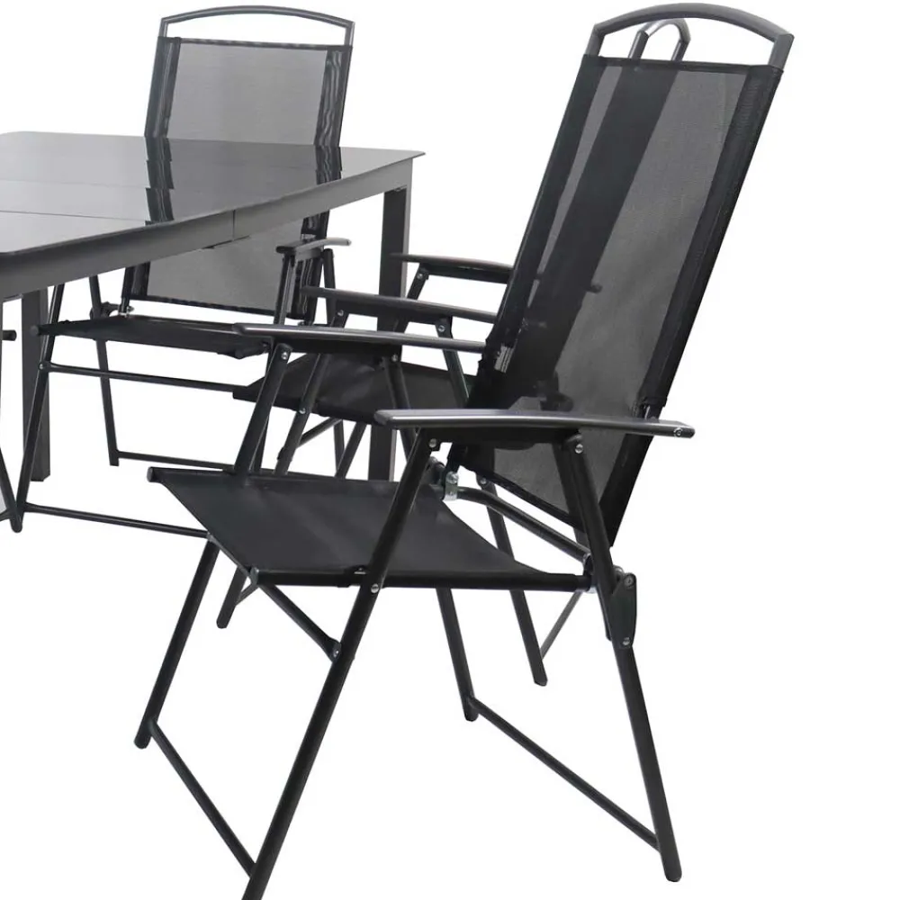 Wohnen Schwarze Garten-Tischgruppe Set - Leni (siebenteilig)