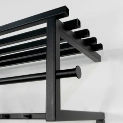 Wohnen Schwarze Hängegarderobe aus Metall mit Hutboden - Estagel