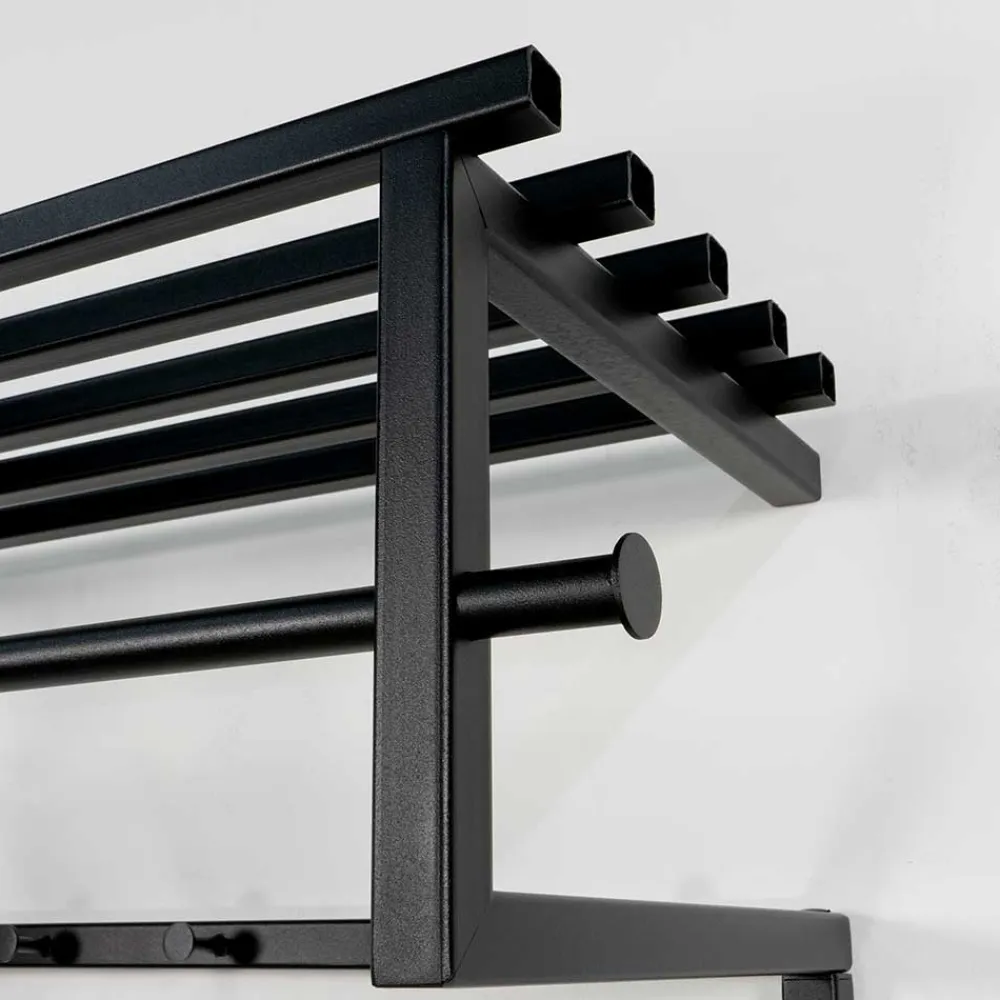 Wohnen Schwarze Hängegarderobe aus Metall mit Hutboden - Estagel
