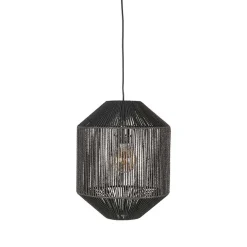 Wohnen Schwarze Hängelampe aus Jute - Pandau