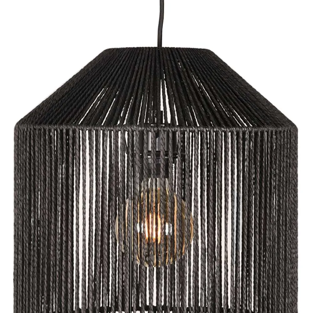 Wohnen Schwarze Hängelampe aus Jute - Pandau