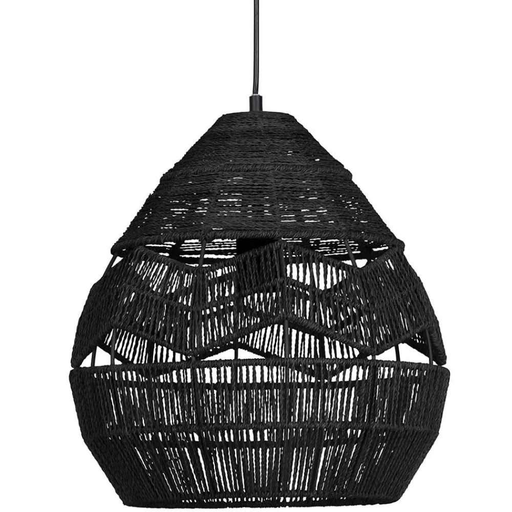 Wohnen Lampen & Leuchten*Schwarze Hängeleuchten aus Papierseil - Maura (2er Set)